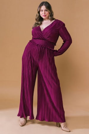 Starlie - Burgundy Pleated Jumpsuit