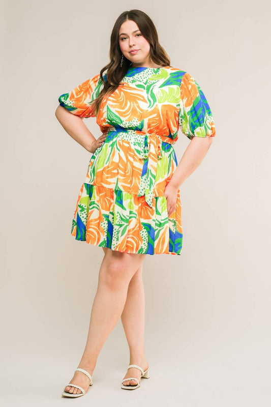 Georgia - Orange Green Dress