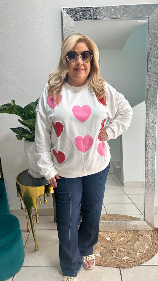 Belle - Hearts and Pearl Sweater