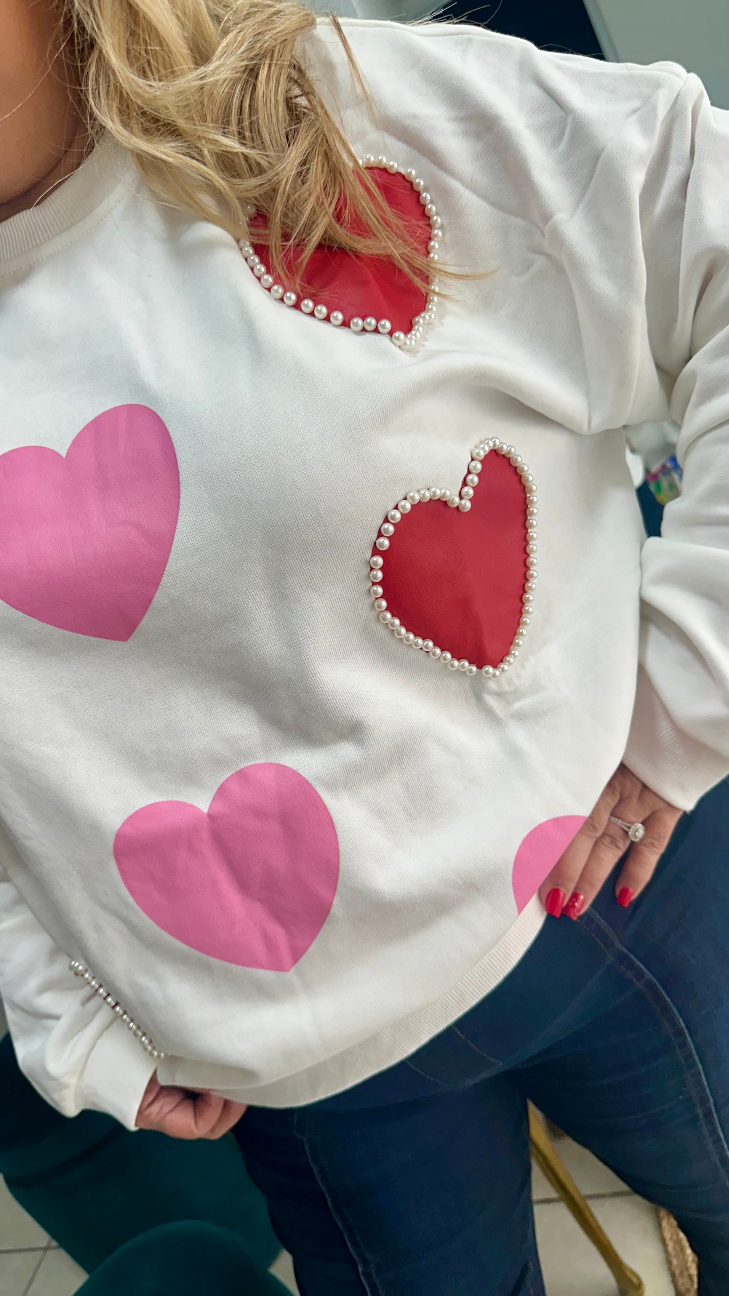 Belle - Hearts and Pearl Sweater