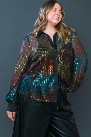 Essia - Magenta Gold Sequin Blouse