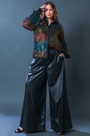 Viella - Black Faux Leather Pant