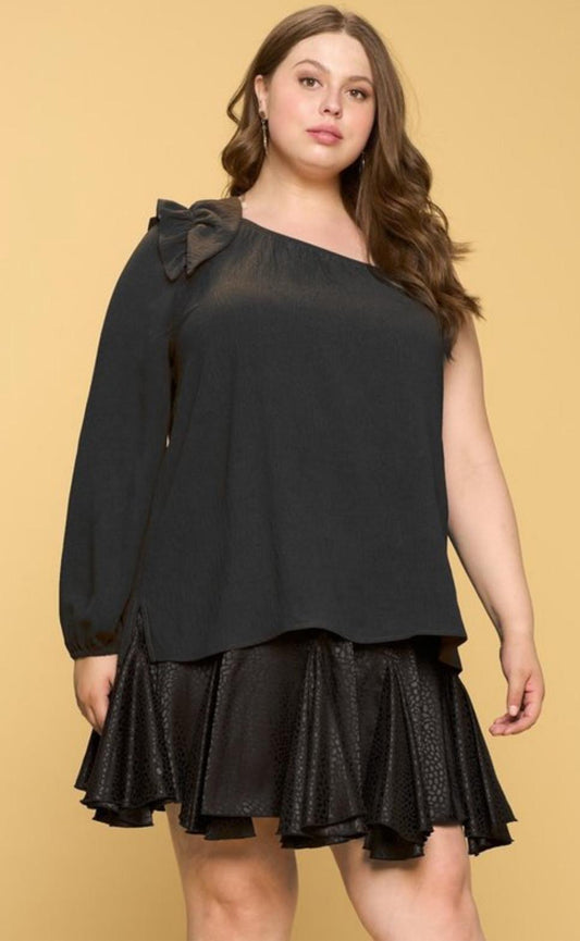 Ivy - Black One Shoulder Top