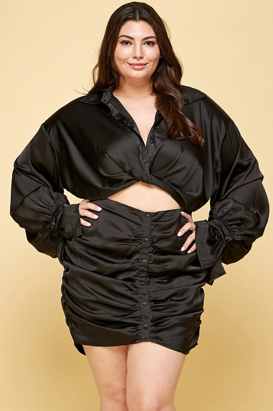 Odette - Black Satin Dress