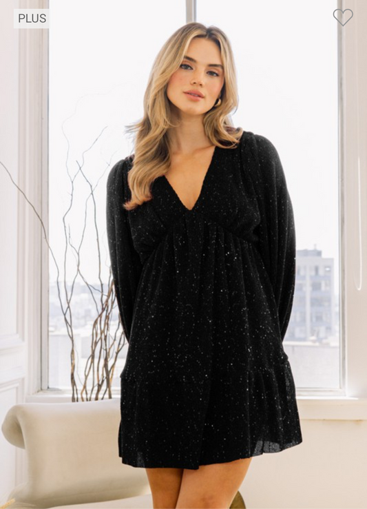 Isabella - Black Shimmer Dress