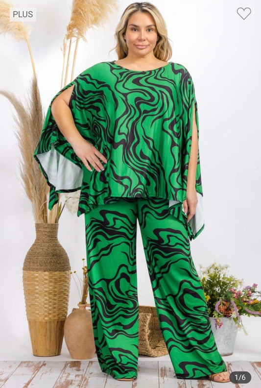 Eliza - Green Poncho Set