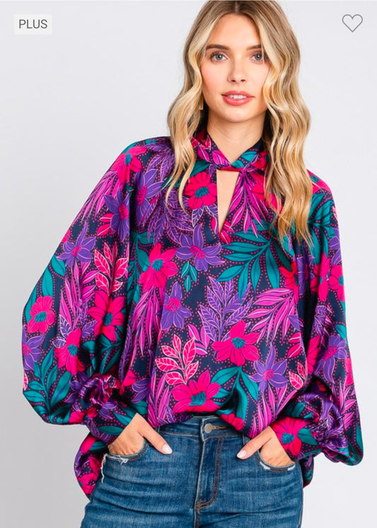 Juliet - Navy Pink Blouse