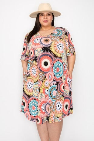 Norissa - Orange Spiral Dress