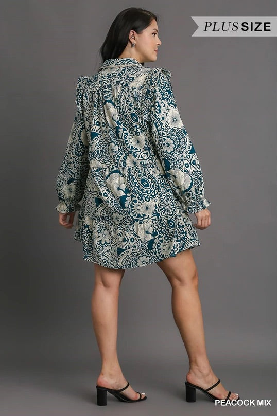 Scarlett- Peacock Mix Green Dress