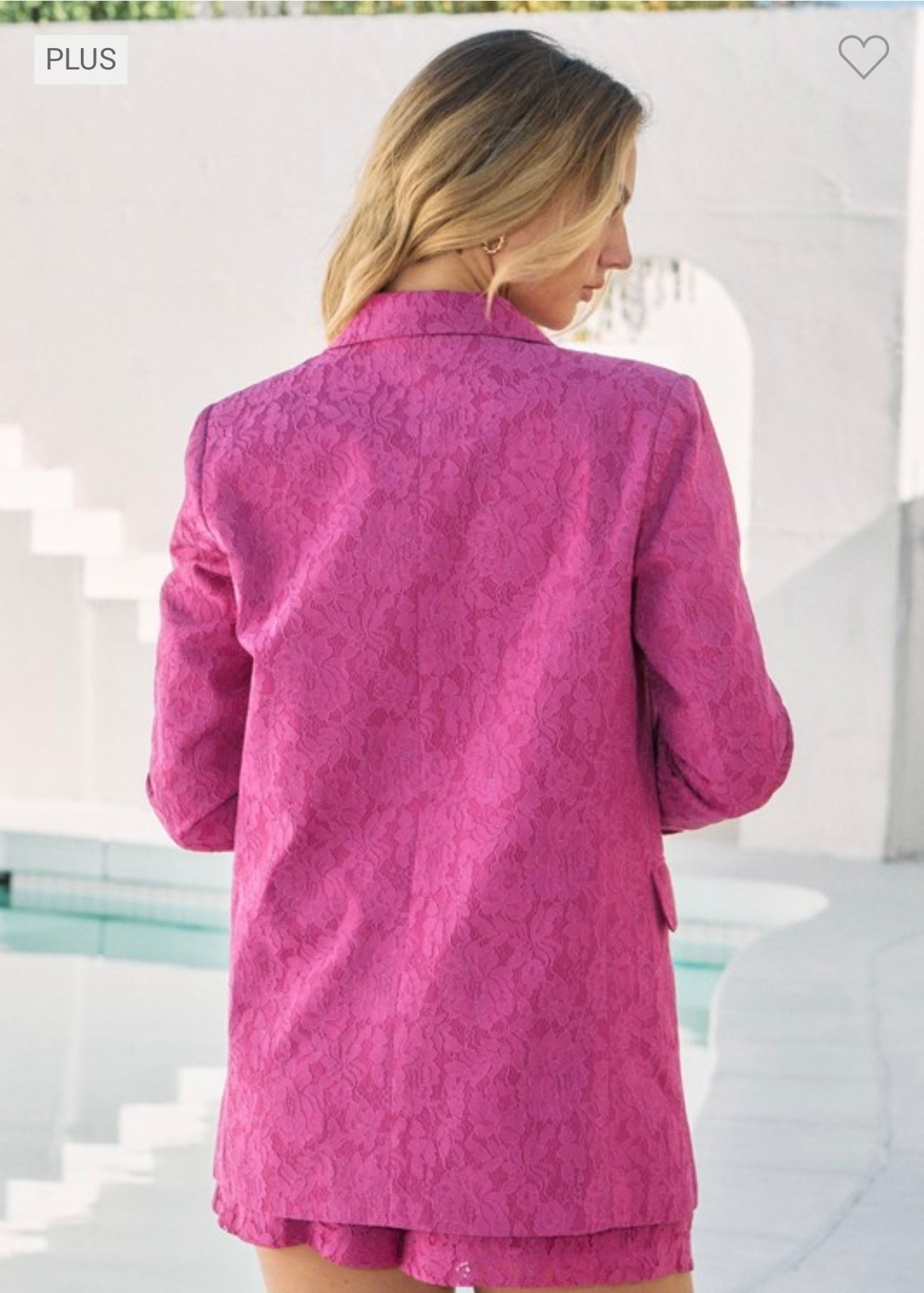 Reese - Pink Lace Blazer Set