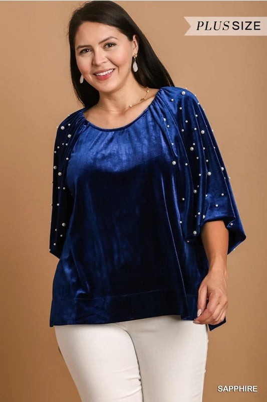 Mirabella - Sapphire Velvet Blouse