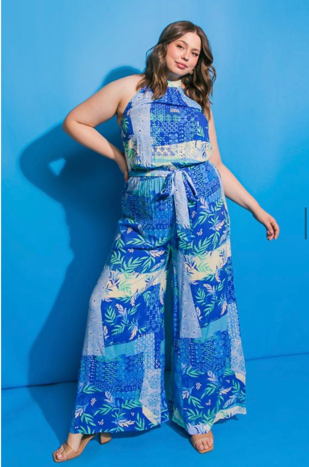 Federica - Halter Blue Jumpsuit