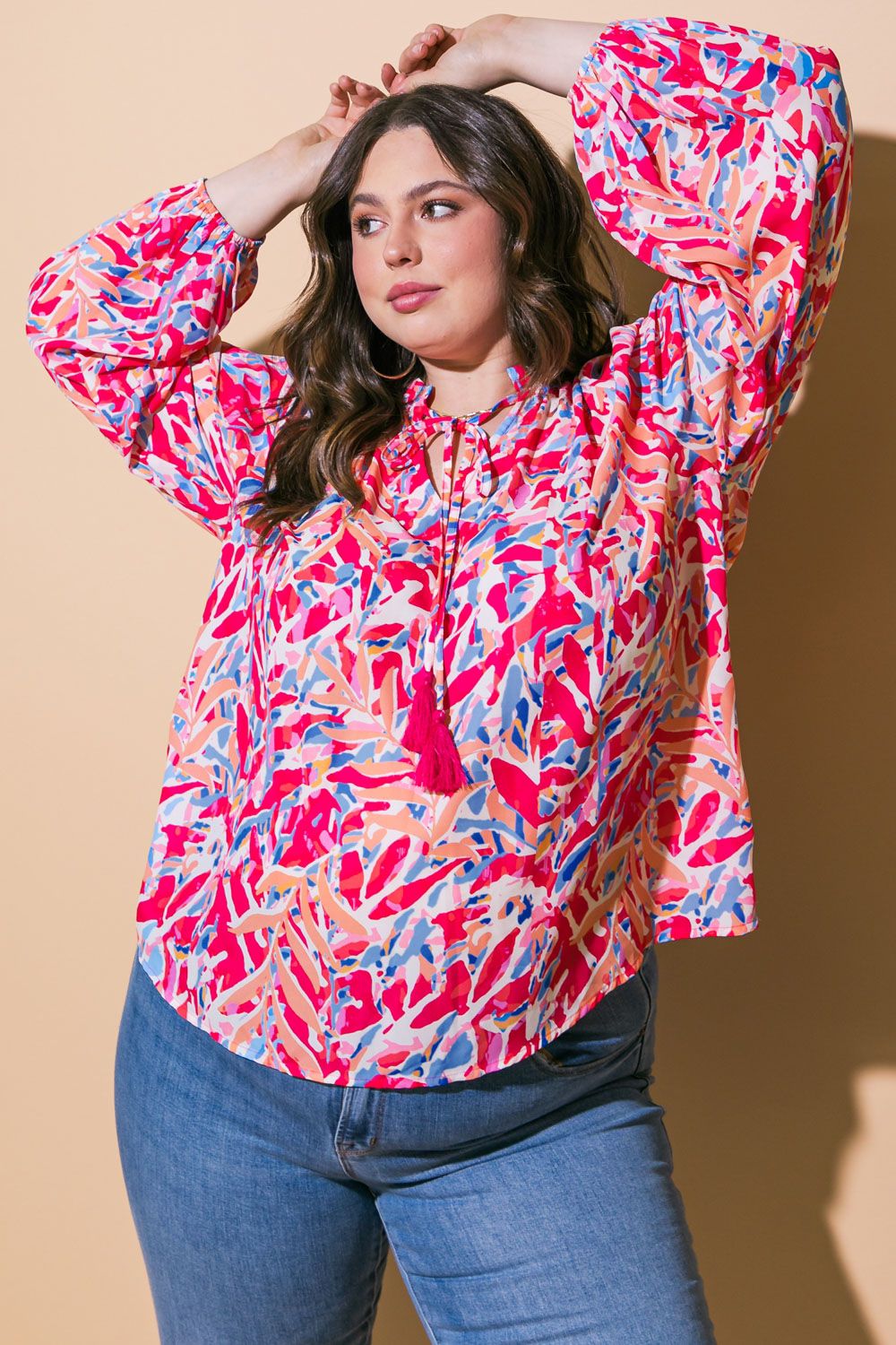 Brianna - Fuchsia Blue Blouse