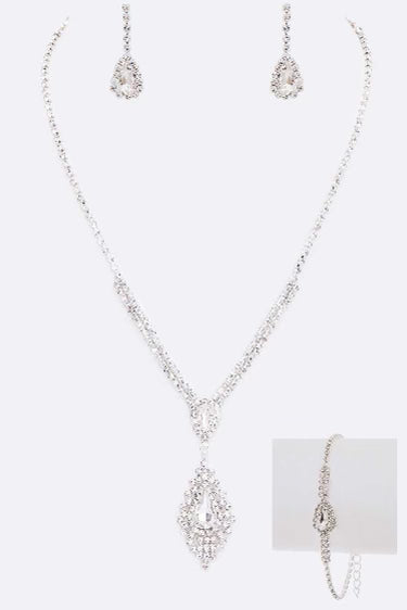 Odette -Crystal Silver Necklace, Earring and Bracelet set