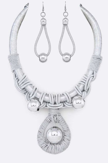 Aditi - Silver Necklace and Earring Set