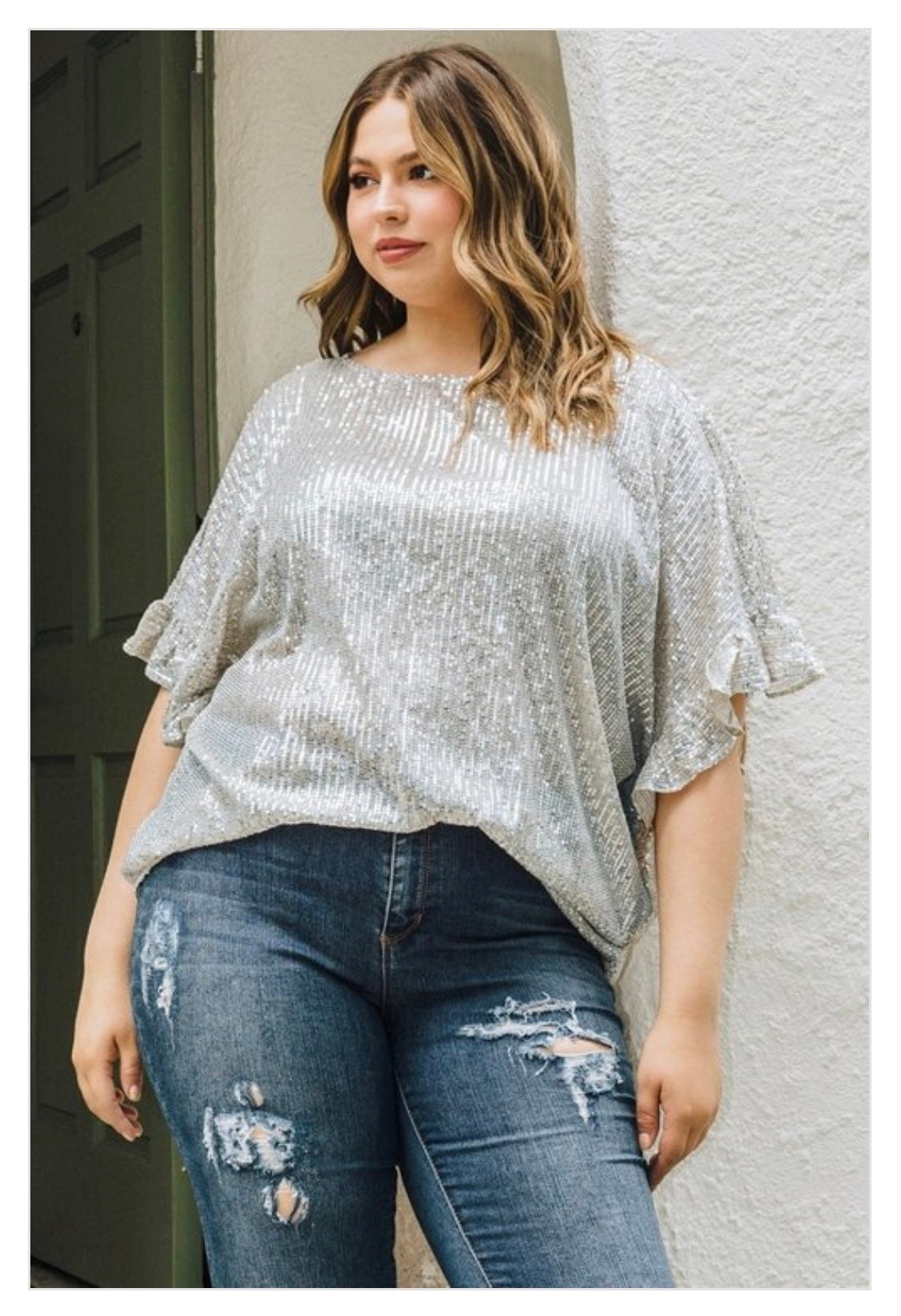 Shainee - Silver Sequin Top