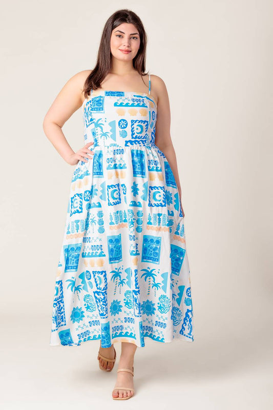 Amalfi - Ivory Blue Dress