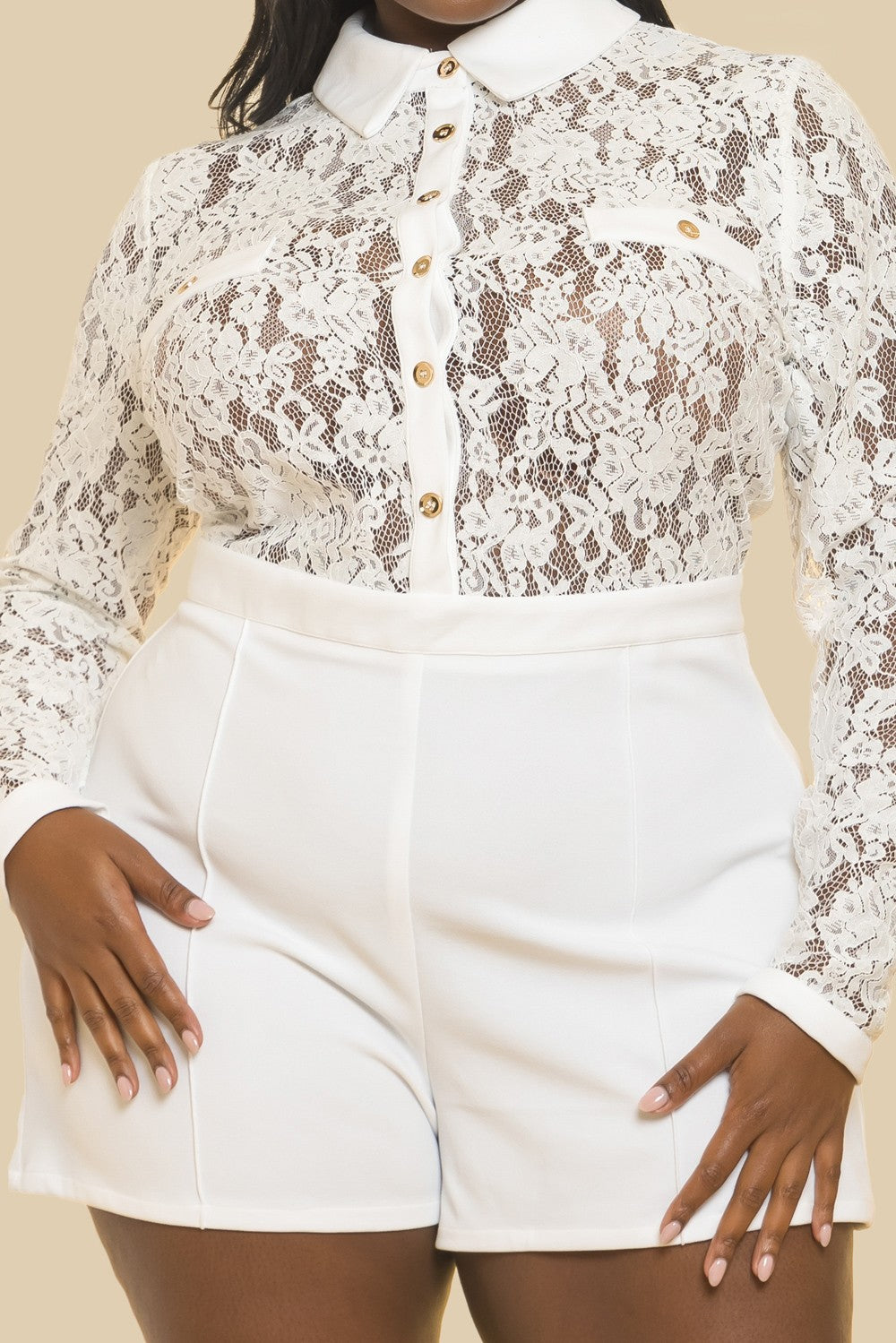 Estelle - White Lace Romper