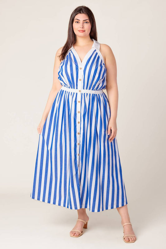 Isla -Striped Blue Dress