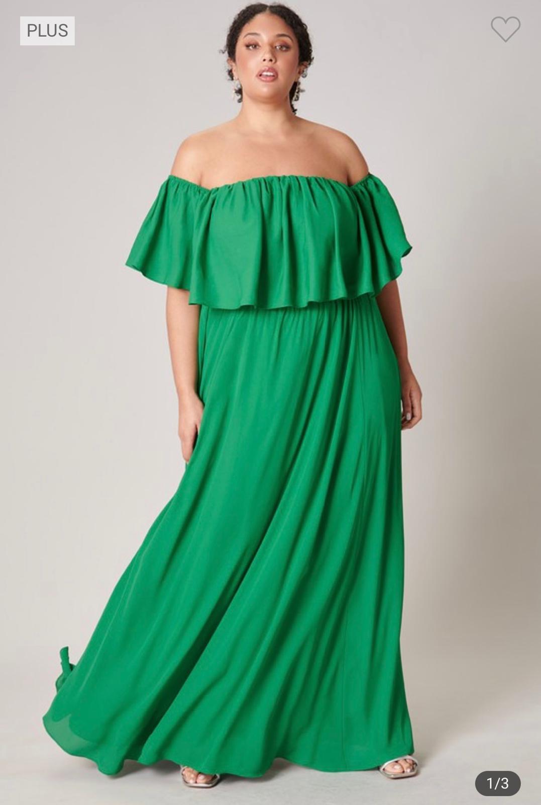 Harmonia - Green off shoulder Maxi Dress