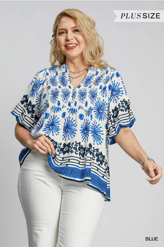 Marianna - Blue Print Top