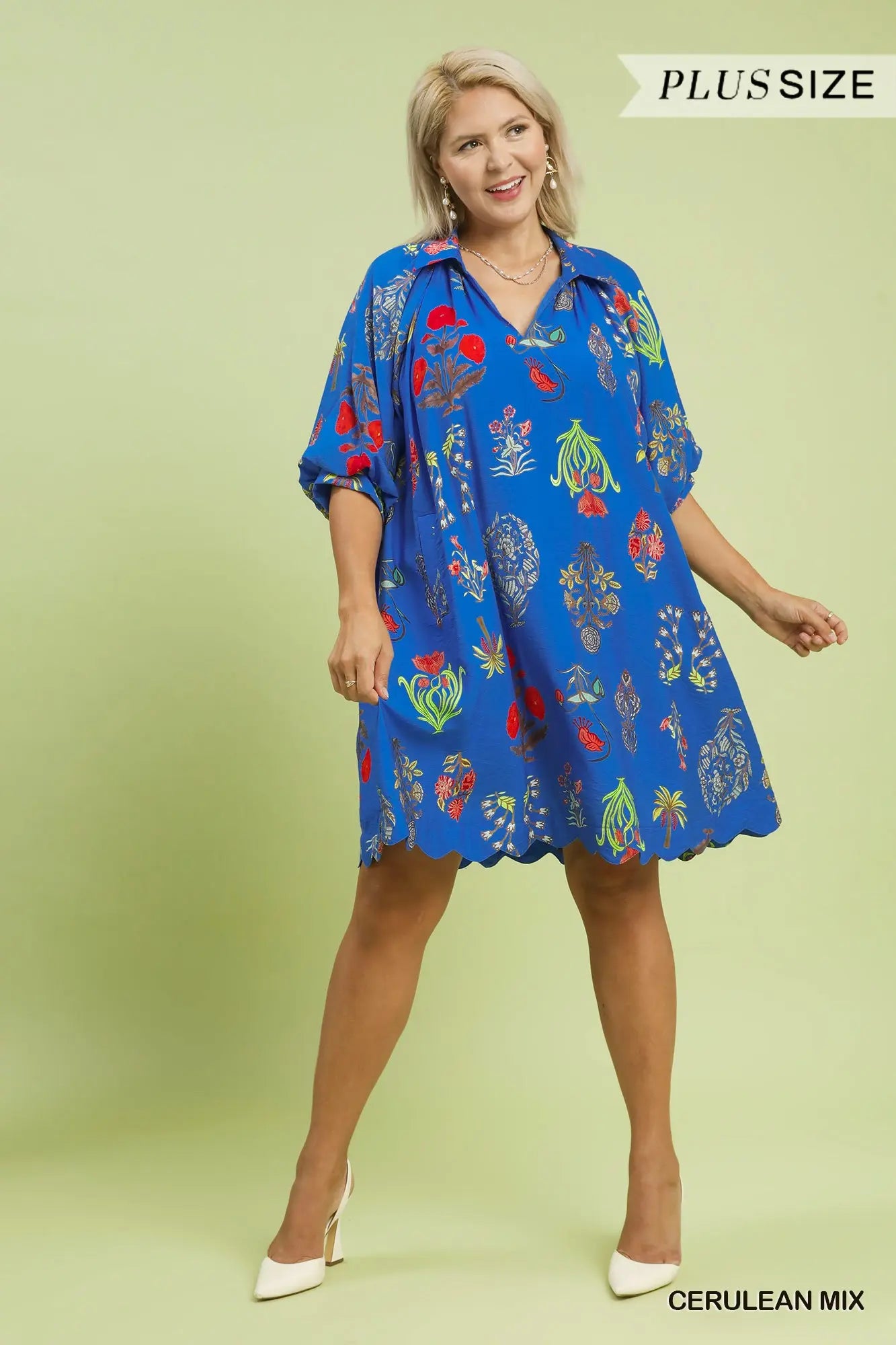crystal doll blue dress Coast to Coast Curvy Blue & White Floral Dress main image 1