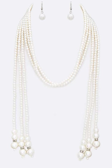 Ingrid - Adjustable Pearl Necklace and earring set
