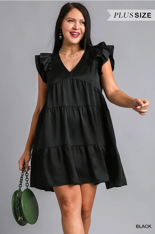Maggie - Black Satin Dress