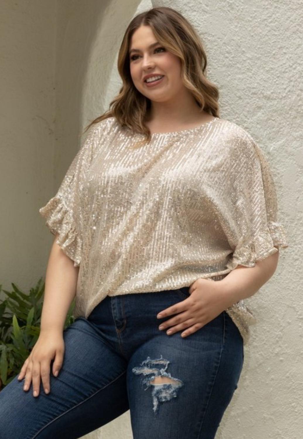 Shainee - Champagne Sequin Top