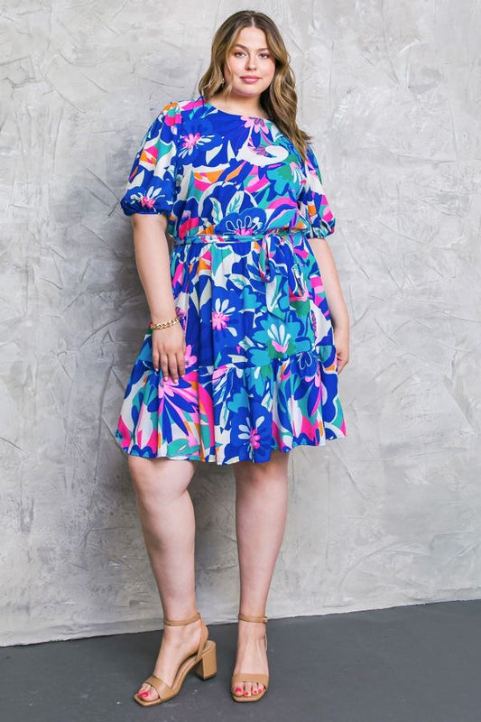 Jabari - Blue Floral Dress