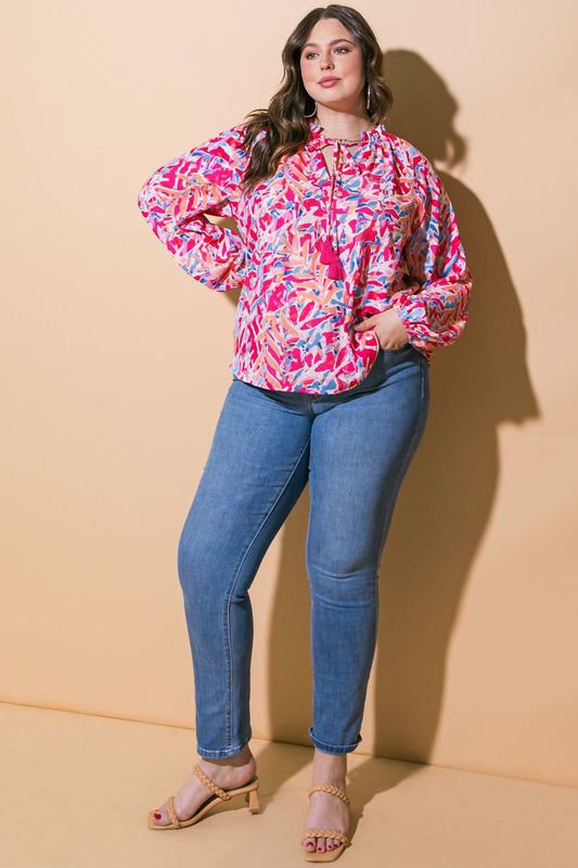 Brianna - Fuchsia Blue Blouse