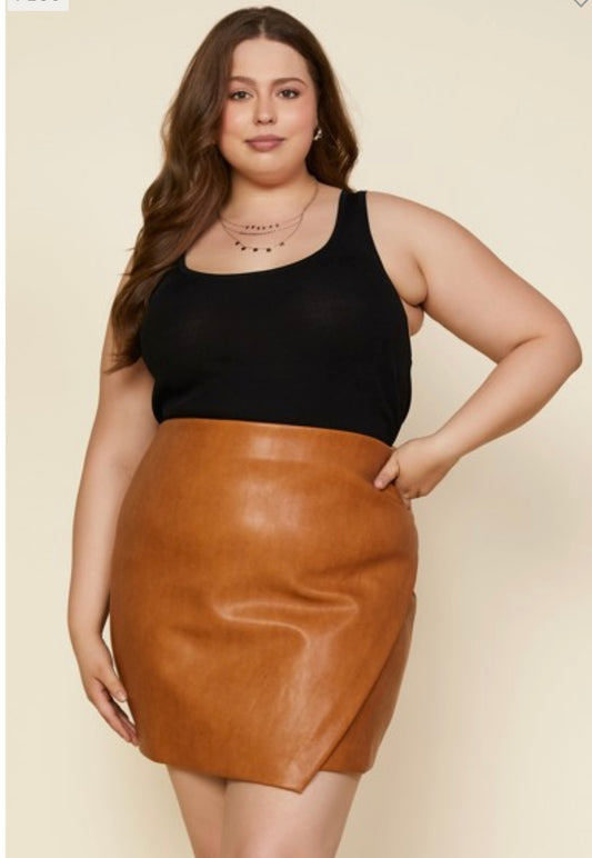 Esmee Leather Camel Skirt