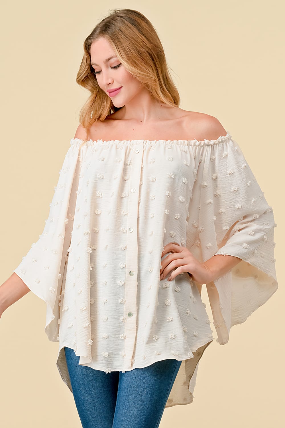Rue - nude off the shoulder top